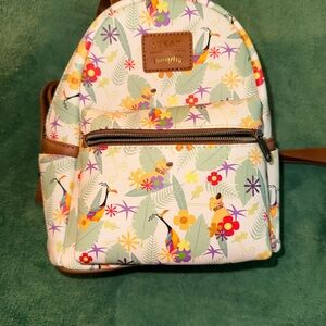 Pixar x Loungefly Up Doug & Kevin Floral Mini Backpack - White Multicolor